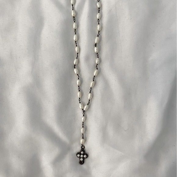 Vintage Pearl Cross Necklace - Picture 1 of 6